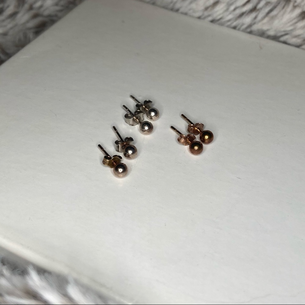 Sterling Silver Stud Earring Set | 3 Pairs